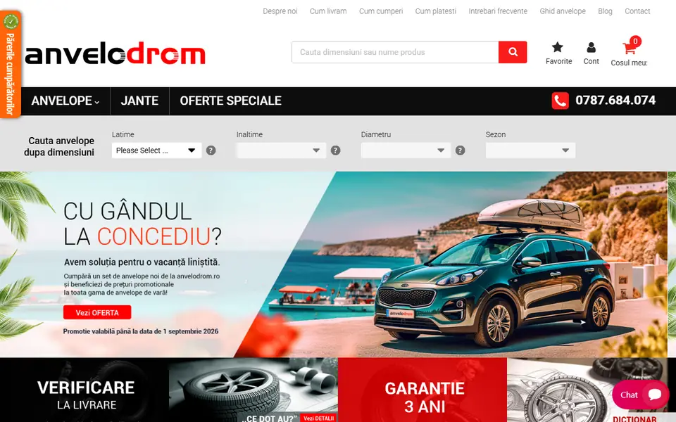Captură a website-ului anvelodrom.ro