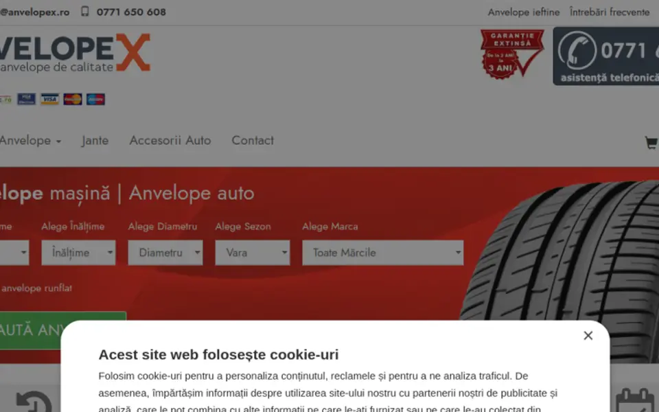 Captură a website-ului anvelopex.ro