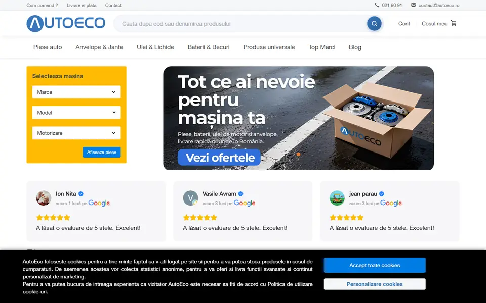 Captură a website-ului autoeco.ro
