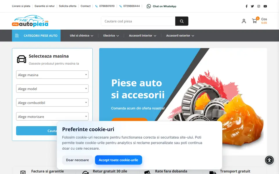 Captură a website-ului autopiesa.ro