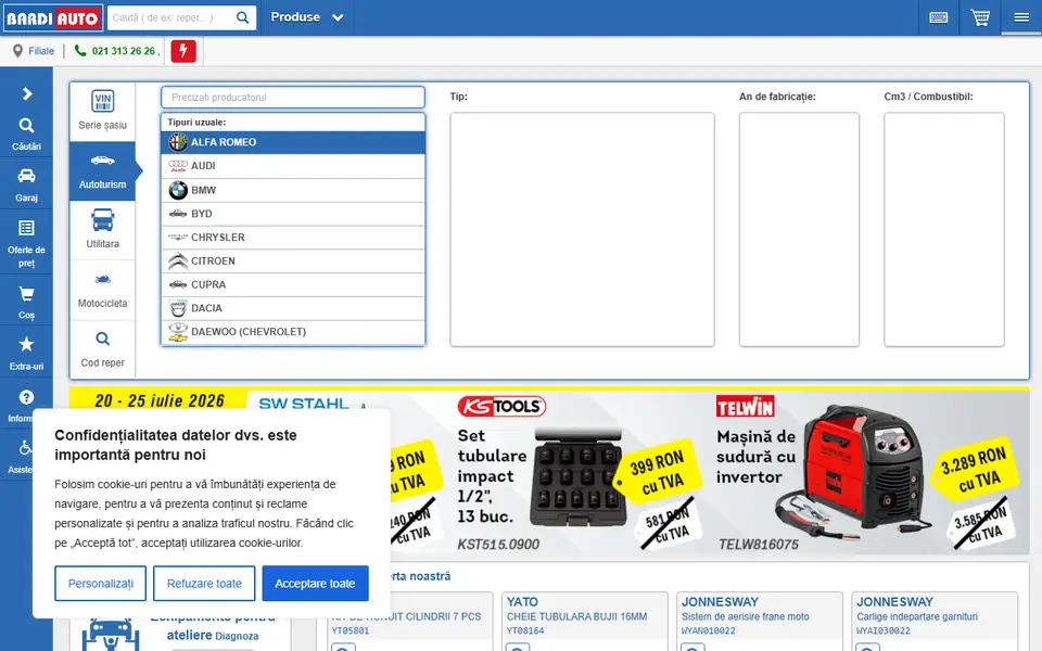 Captură a website-ului bardiauto.ro