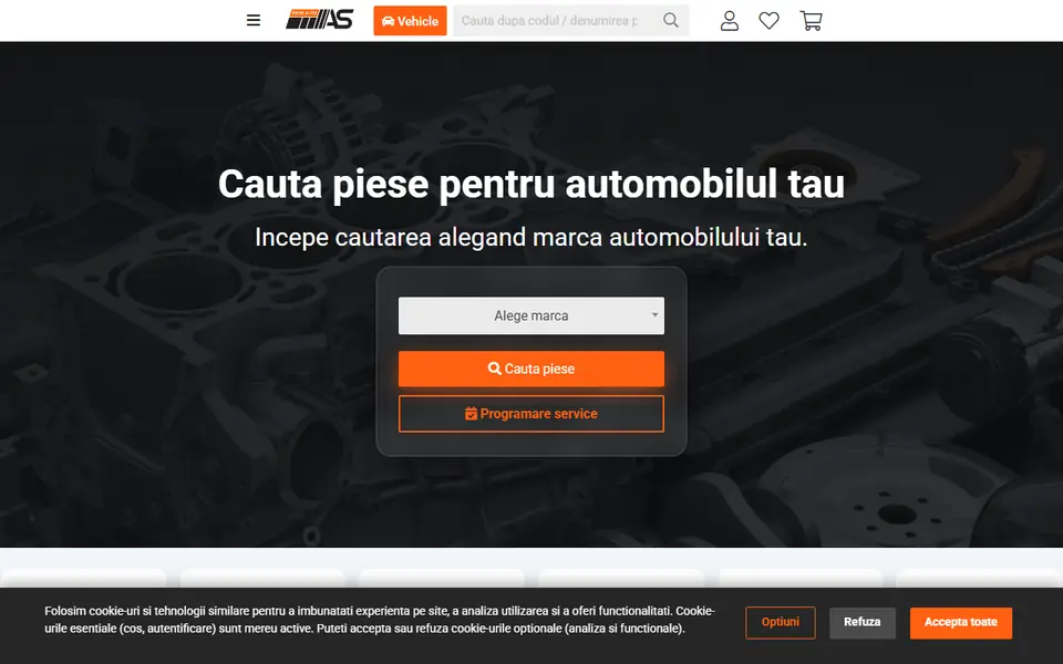 Captură a website-ului pieseautoas.ro