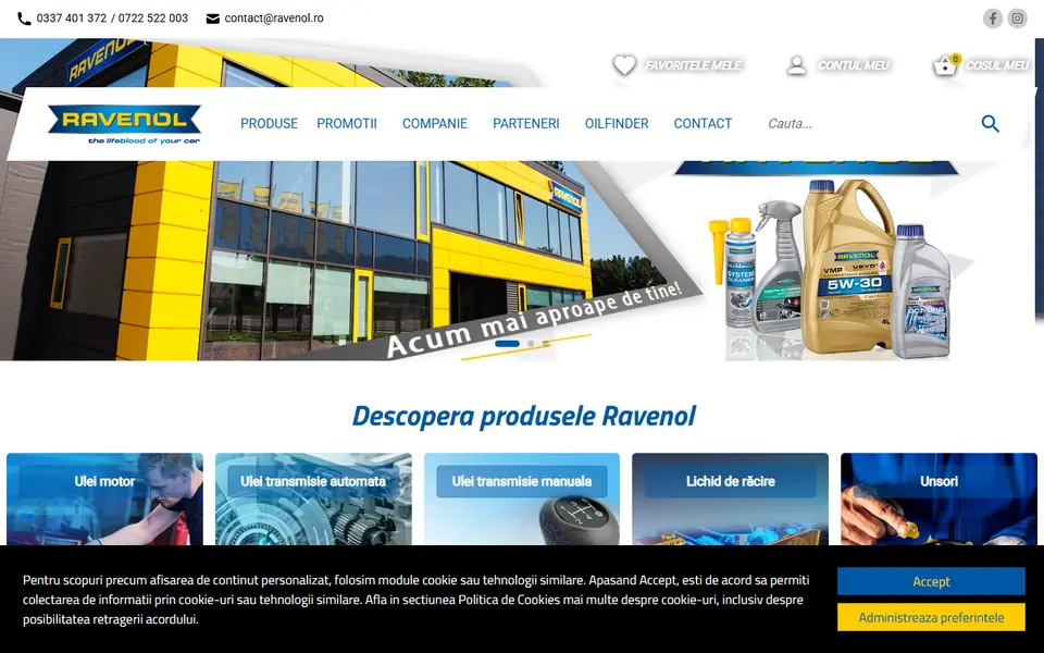 Captură a website-ului ravenol.ro