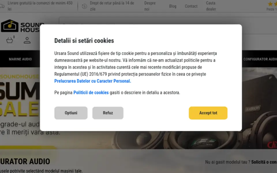 Captură a website-ului soundhouse.ro