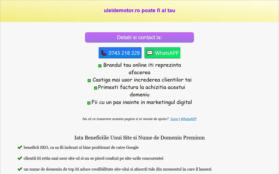 Captură a website-ului uleidemotor.ro
